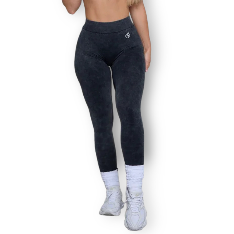 Acid Wash Scrunch Butt Leggings – V-Back, High-Stretch & Sculpting