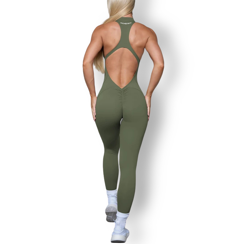 Sleeveless Scrunch Butt Jumpsuit – Zipper Design, Sculpting & Workout Ready