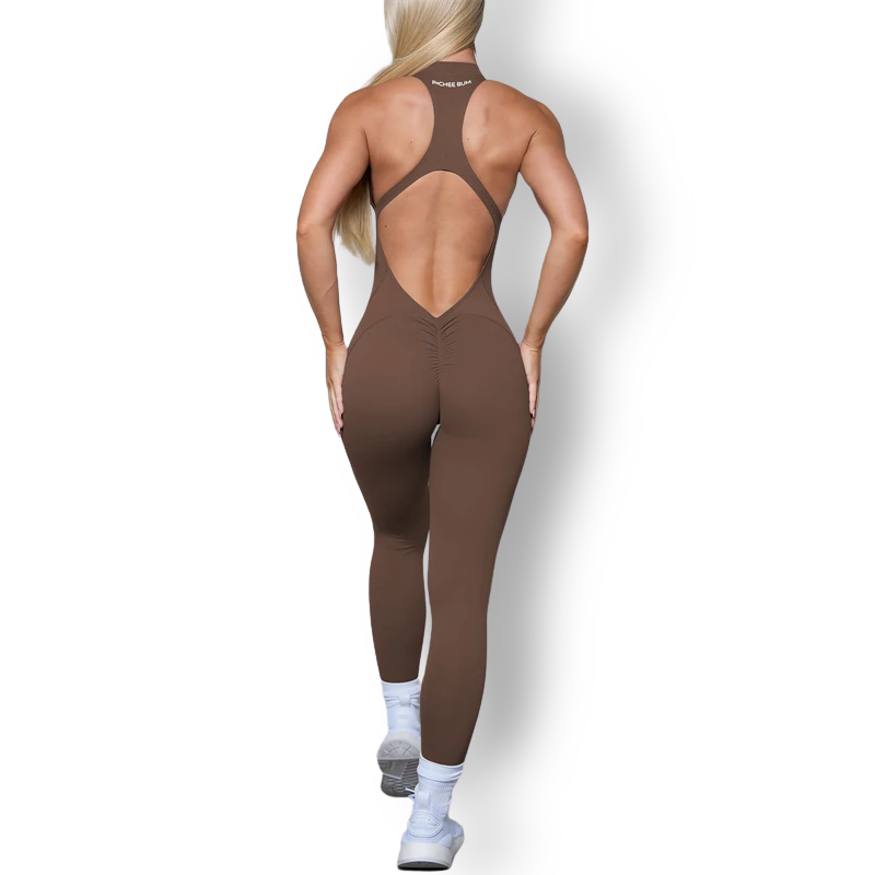 Sleeveless Scrunch Butt Jumpsuit – Zipper Design, Sculpting & Workout Ready