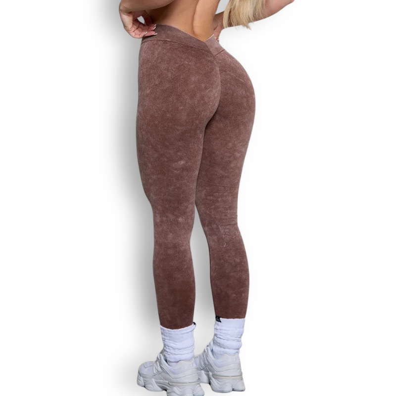 Acid Wash Scrunch Butt Leggings – V-Back, High-Stretch & Sculpting