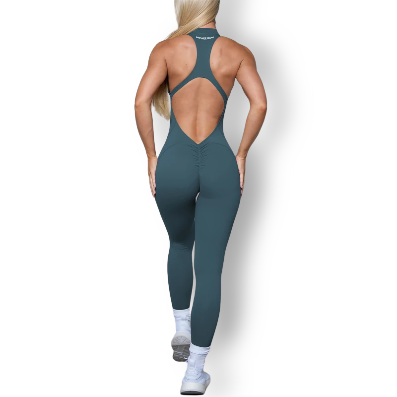 Sleeveless Scrunch Butt Jumpsuit – Zipper Design, Sculpting & Workout Ready